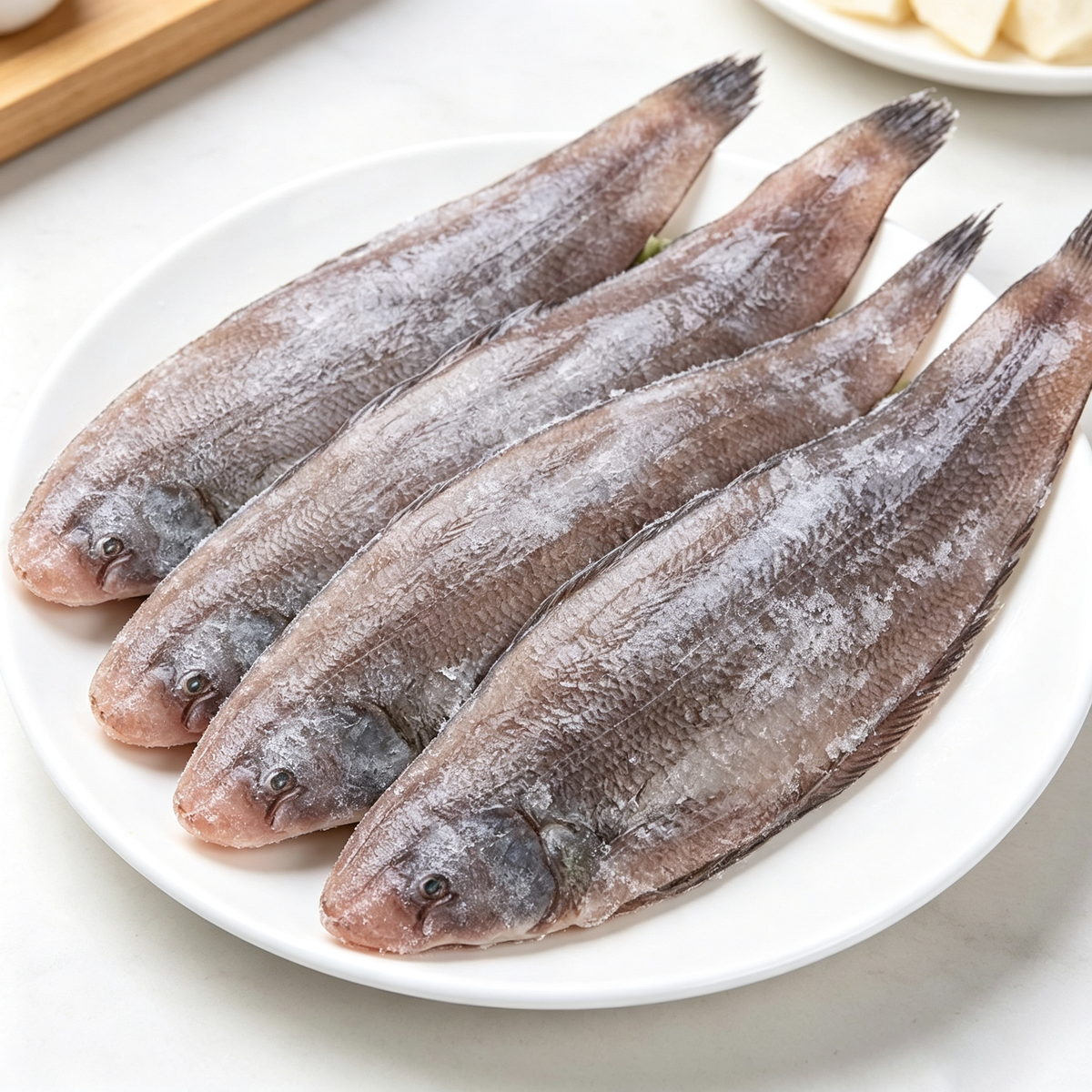 Whole sole fish photographed on a pale, evenly lit surface
